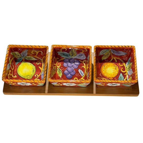 Tabletops Lifestyles Villa Antiqua 4-Piece Hand-Painted Condiment Set - Picture 2 of 8